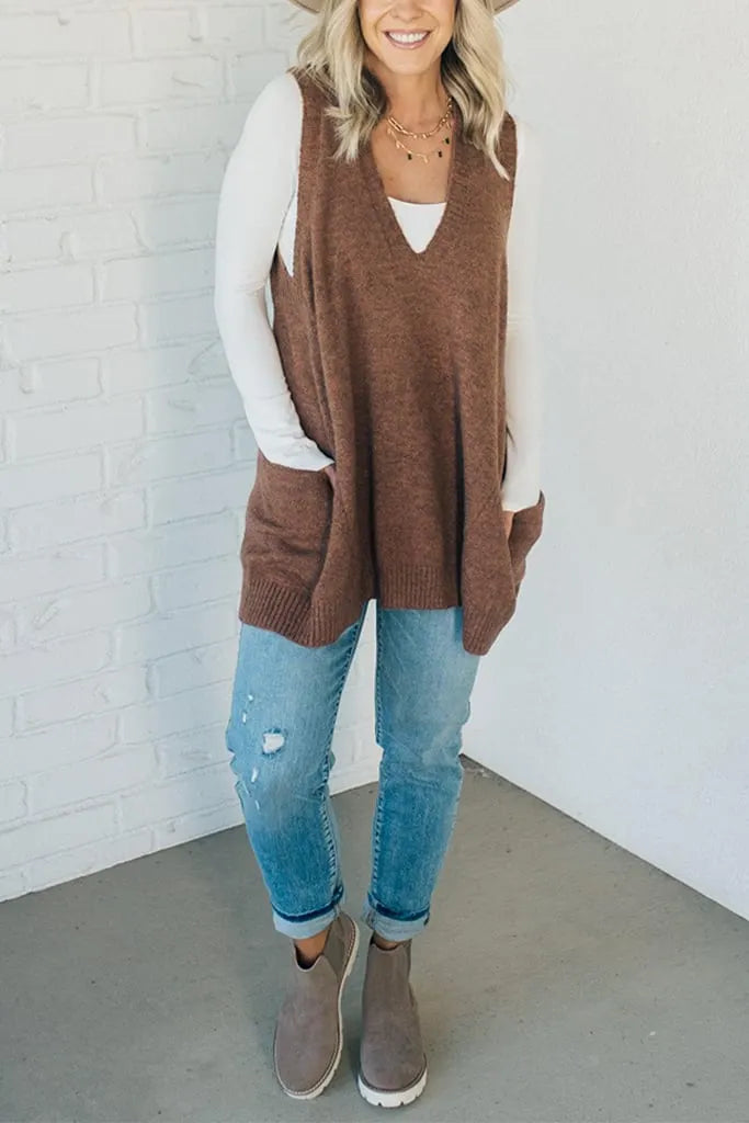 Women's Cozy Pocket Sweater Vest