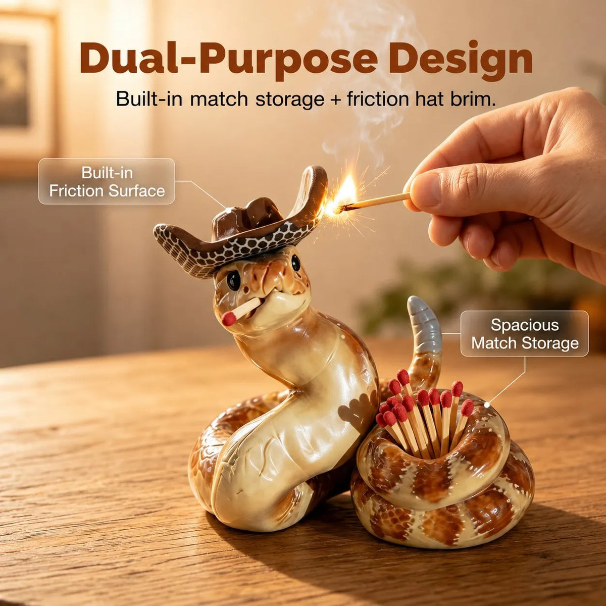 🔥HOT SALE🔥🐍 Snake-Shaped Match Holder – Creative Decorative Match Holder