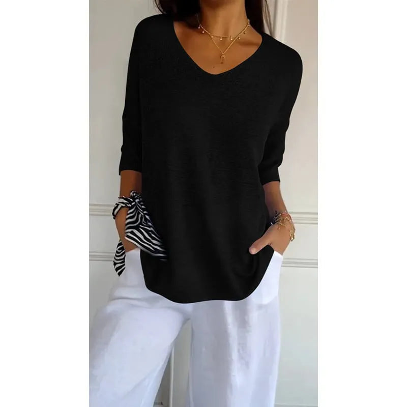🔥Spring Sale 49% OFF - Solid Color Knitted V-neck Top