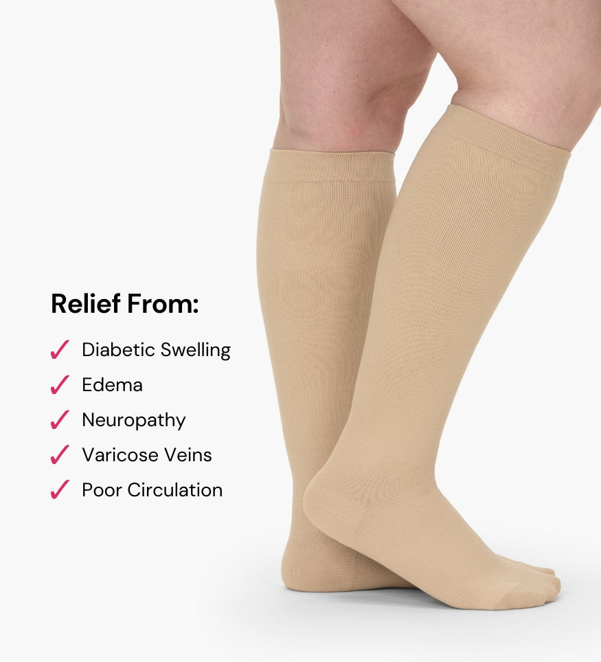 Widened Compression Stockings For Pain Relief