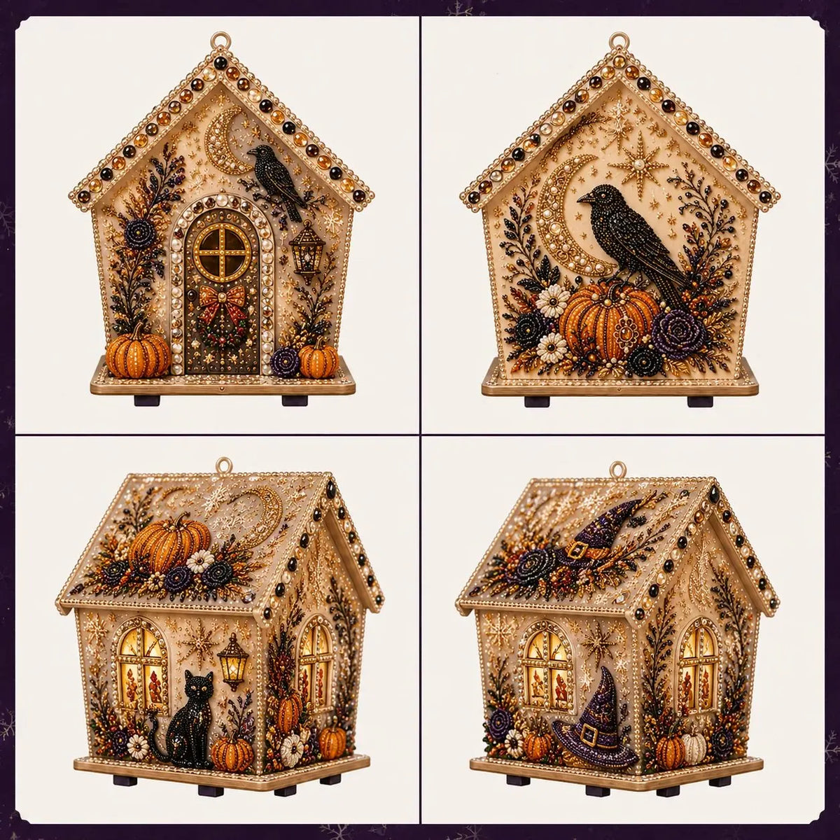 🎃 Beginner-Friendly Moonlit Wooden Cottage 3D Pearl Art Kit Collection | Complete Kit with All Tools & Step-by-Step Guide Included 💕