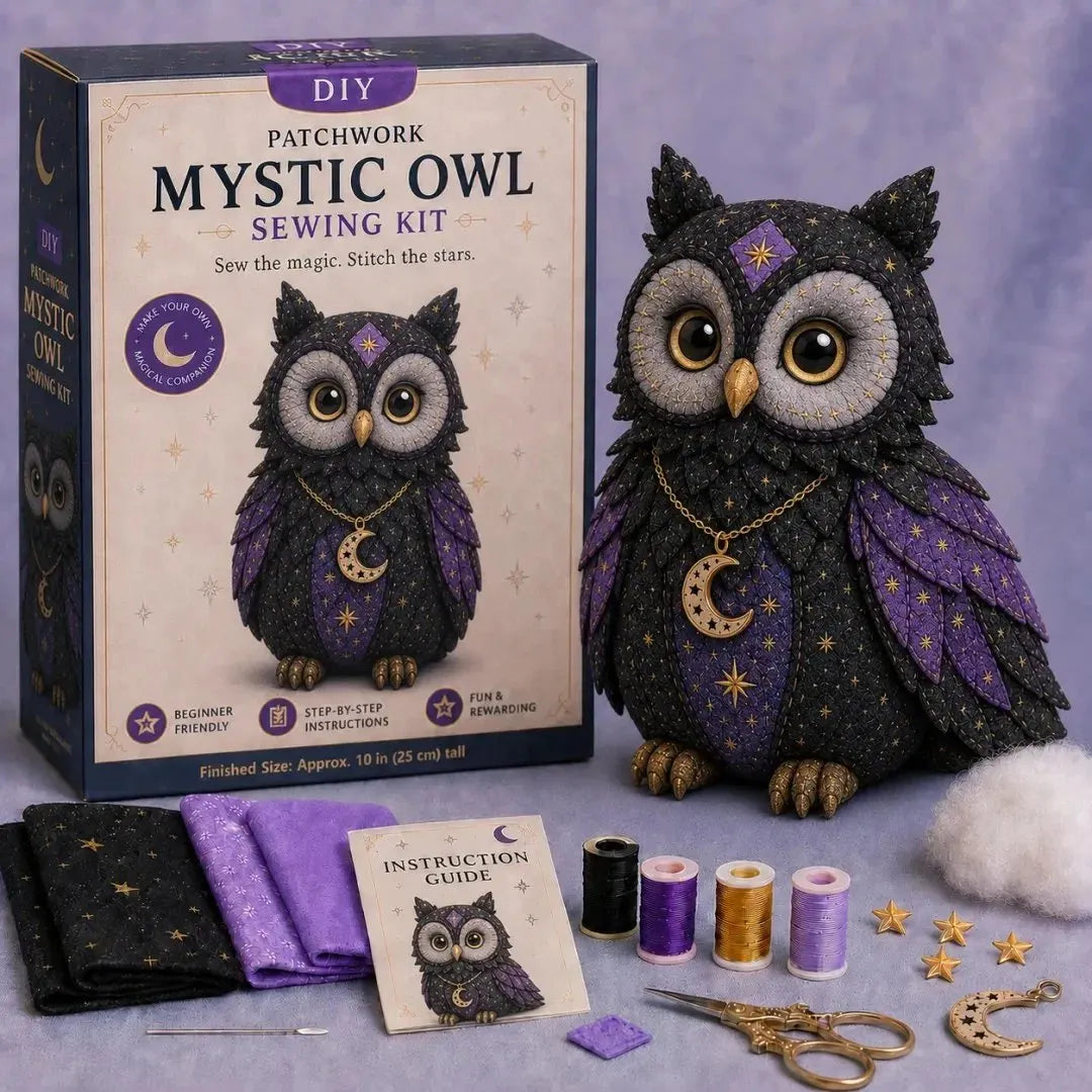 🎉49% OFF - 🐱Mystic Patchwork Animal Sewing Kit – DIY Plush Craft Kit with Starry Fabric, Moon Charm