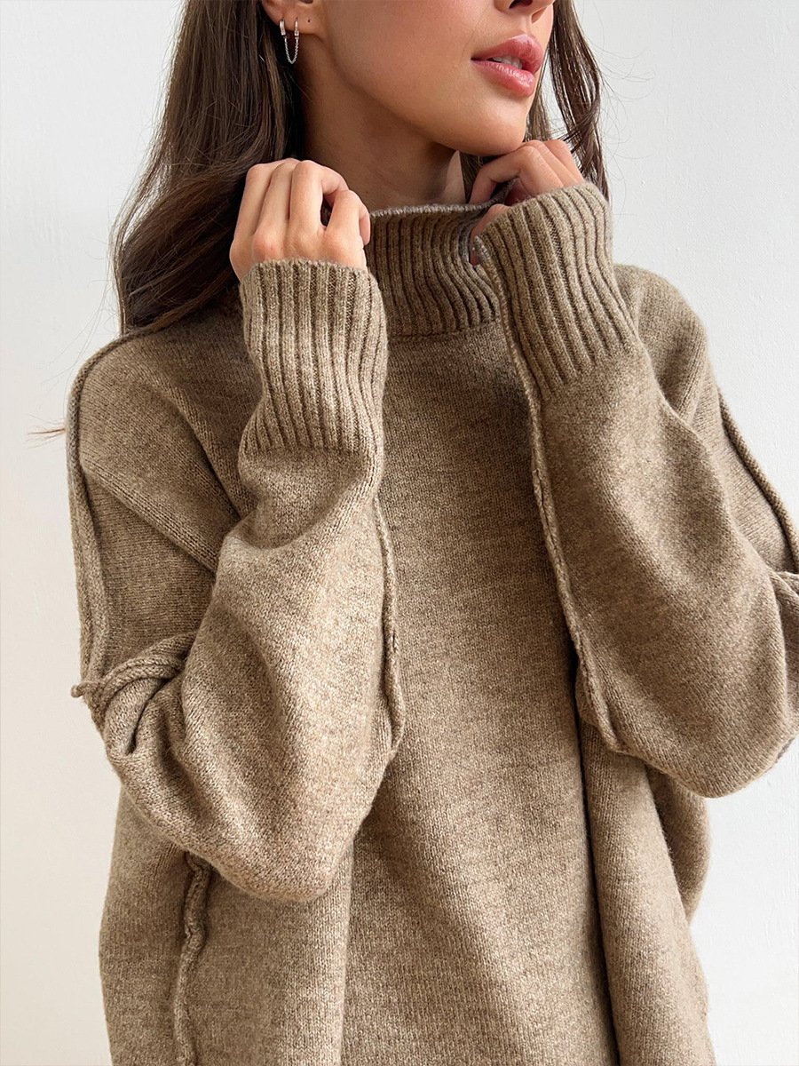 Unique Knit Top with Slit and Loose-fitting Trousers (FREE SHIPPING)