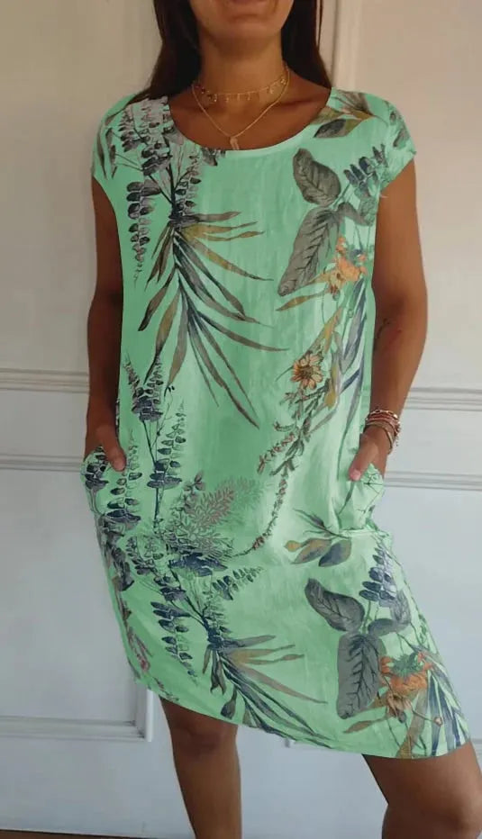 🌸🌸 Casual Printed Dress with Pockets