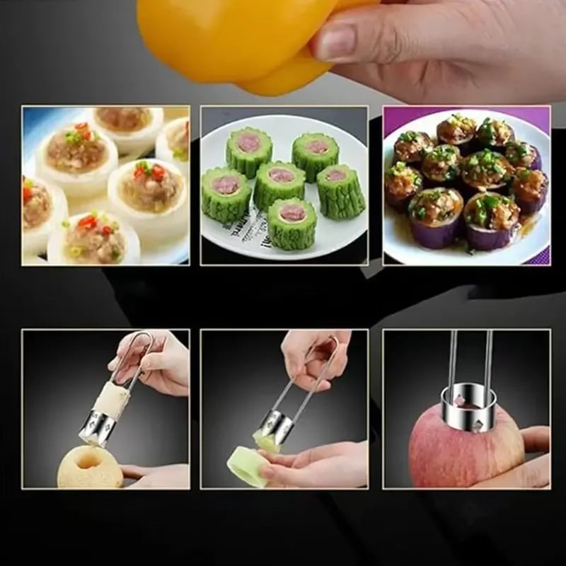 🎉2 Pcs Fruit and Vegetable Corer Tool, Red Bell Pepper Seed Corer, Stainless Steel Fruite Corer