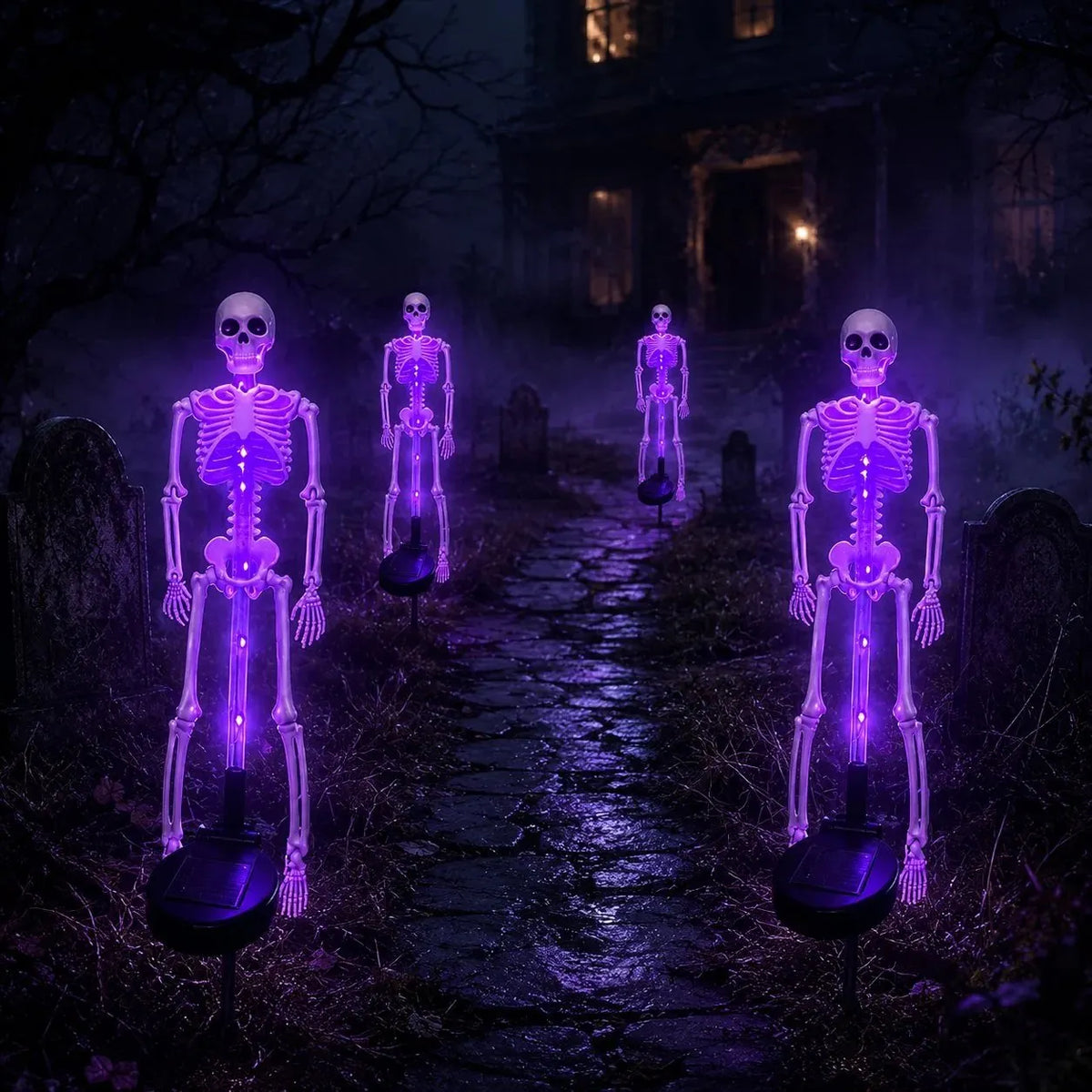 🎉[🎃Halloween sales🎃]Halloween Skull Solar Garden Lights | Waterproof Outdoor LED Skull Stake Lights for Yard, Lawn & Pathway Decor