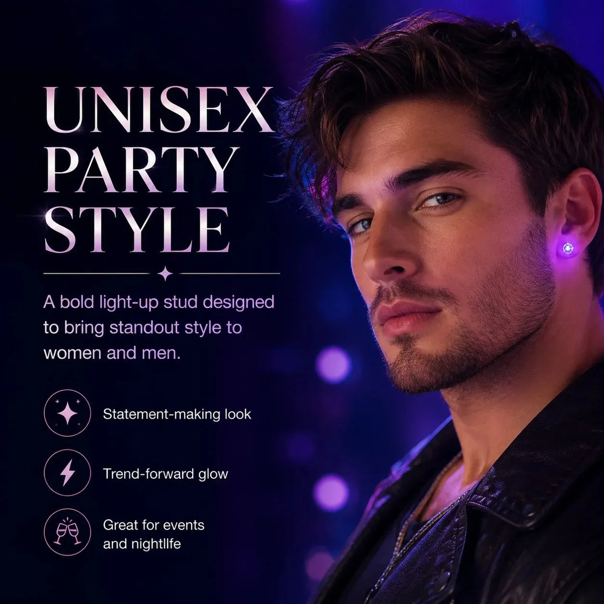 🔥 HOT SALE 🔥LED Light Up Crystal Stud Earrings – Colorful Glow, Unisex Party Style