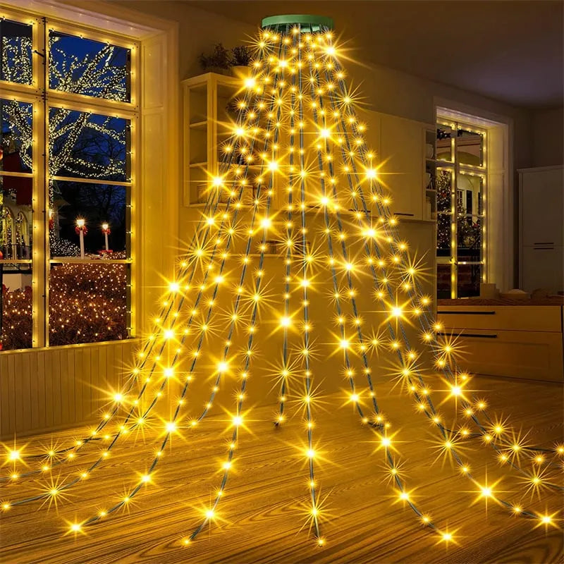 Christmas Pre-sale SALE🎄Christmas Tree Waterfall Lights with Ring