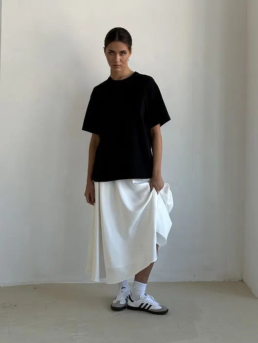 Elegant High Waist Satin Long Skirt