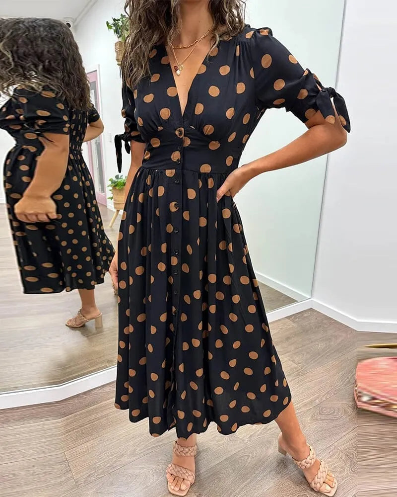 💃Deep V-neck polka-dot dress - buy 2 free shipping