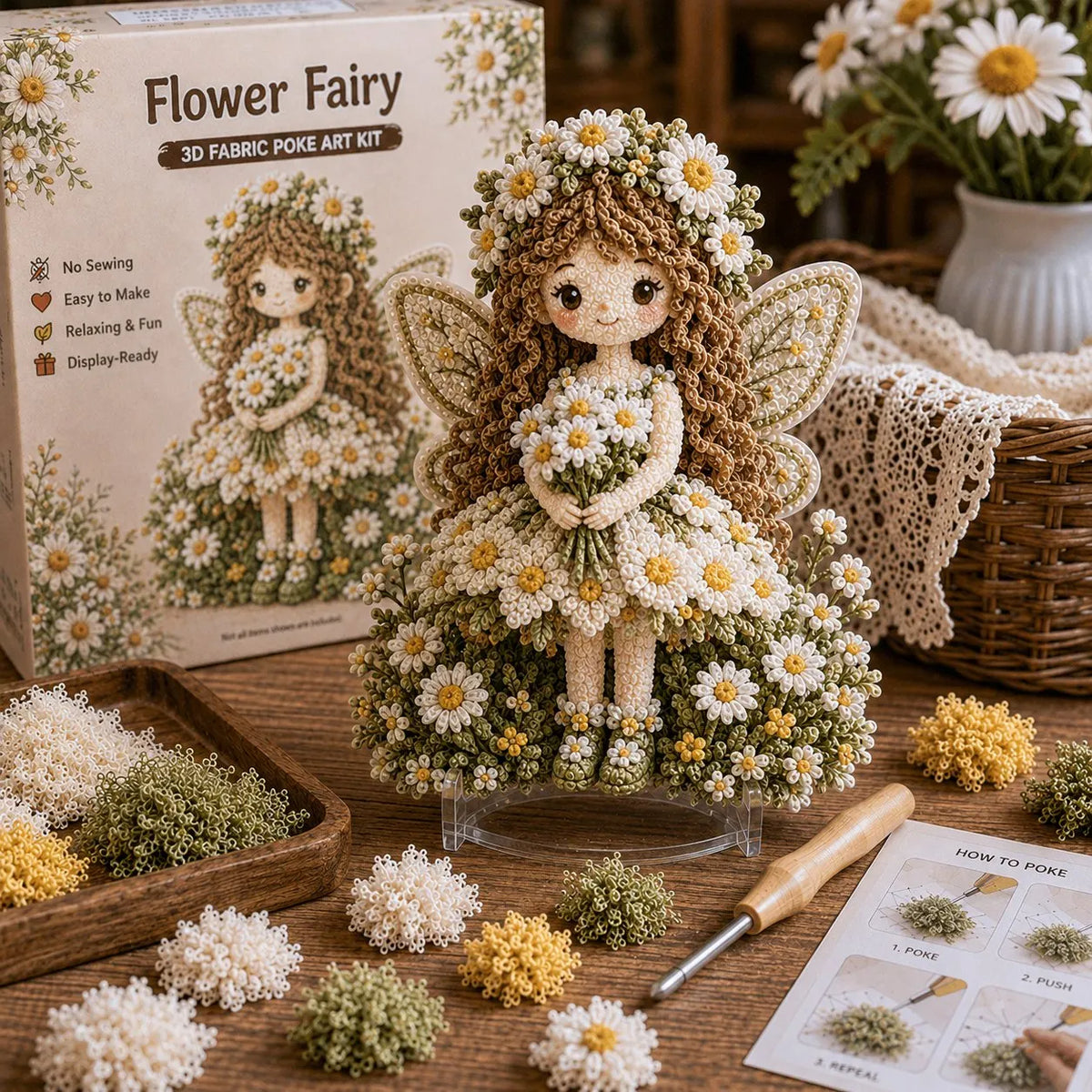 🌸Flower Fairy 3D Fabric Poke Art Kit