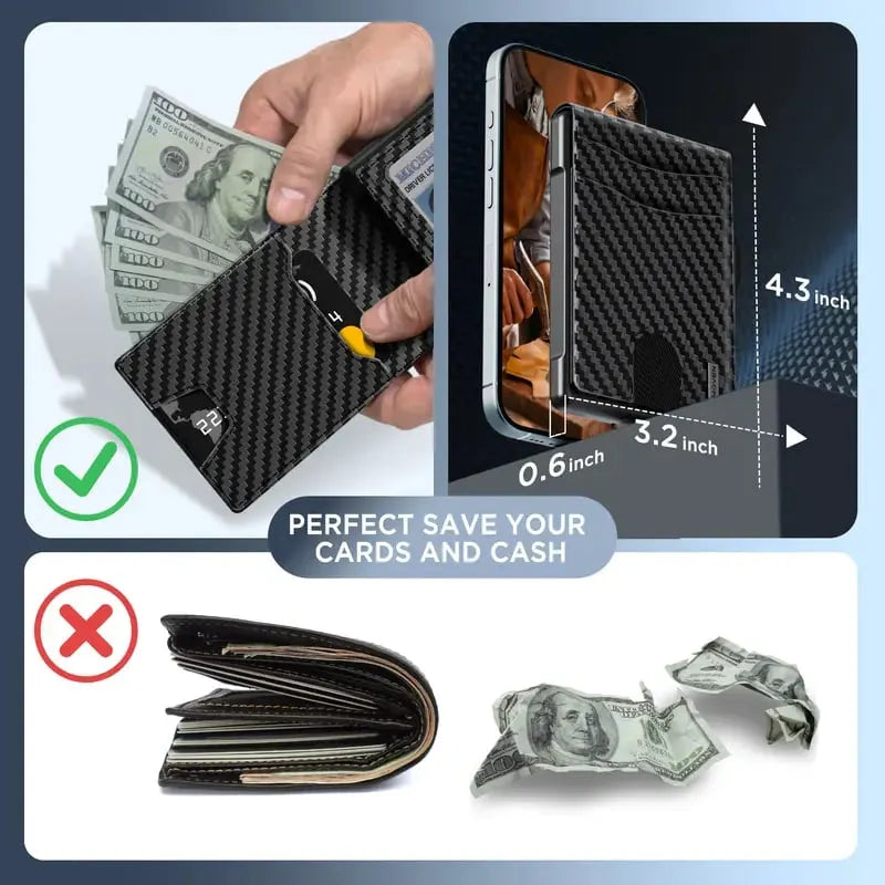 🔥 HOT SALE 🔥LAST DAY SALE 49% OFF-🔥Minimalist Pop-Up Wallet for Men – RFID Blocking Aluminum Card Holder with Cash Slot, ID Window & Leather Front Pocket