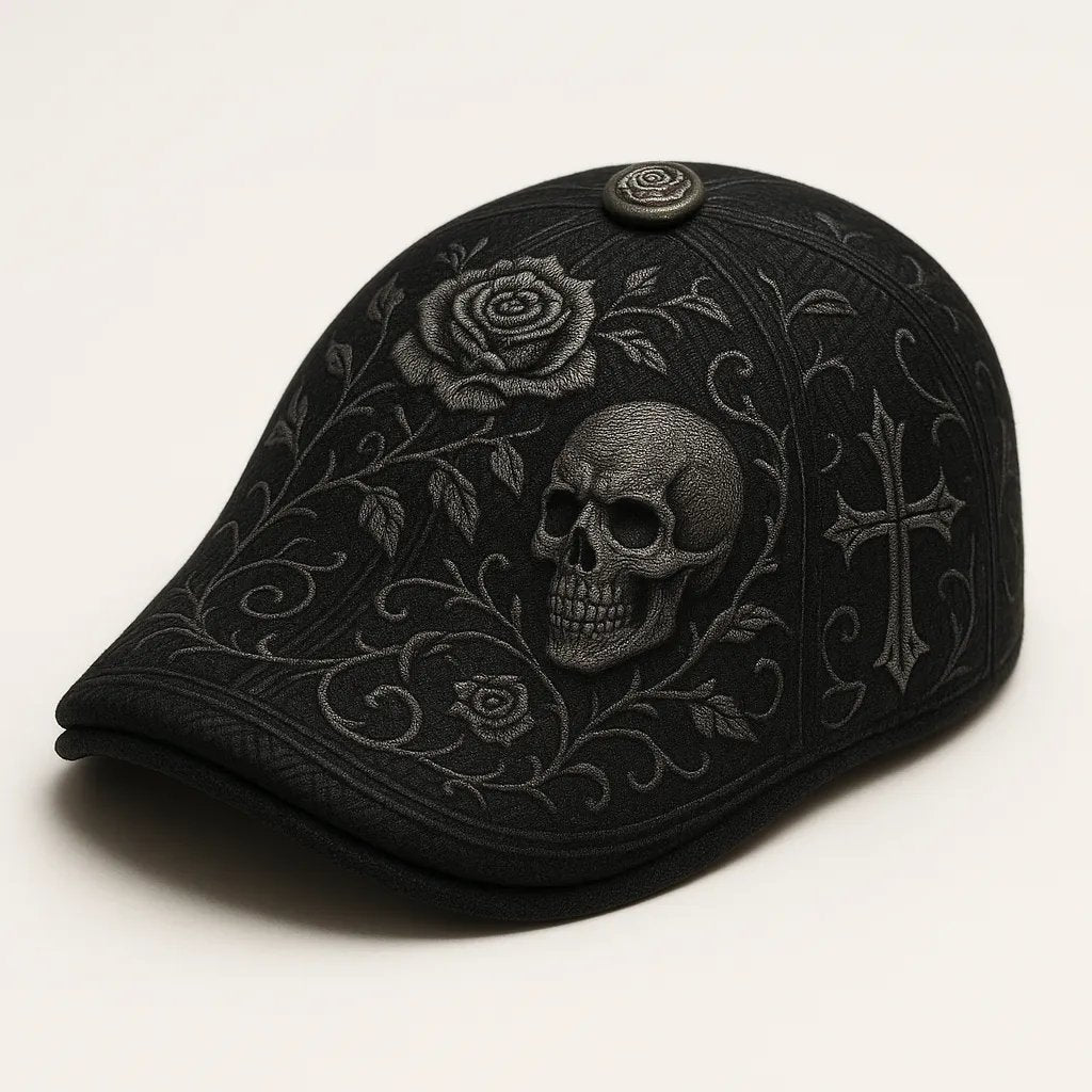 Skull & Thorn Flat Cap