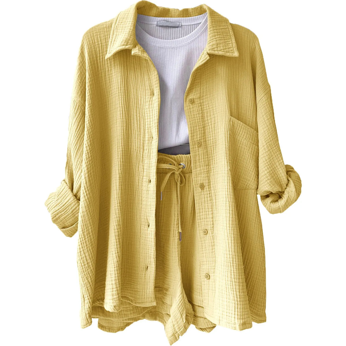 LONG SLEEVE SHIRT SHORT SET