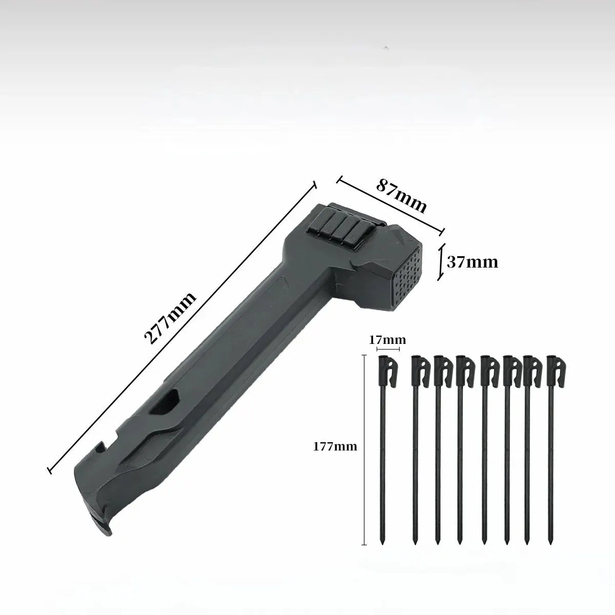 🎉🔨2-in-1 Tent Stake Hammer with 8 Stakes