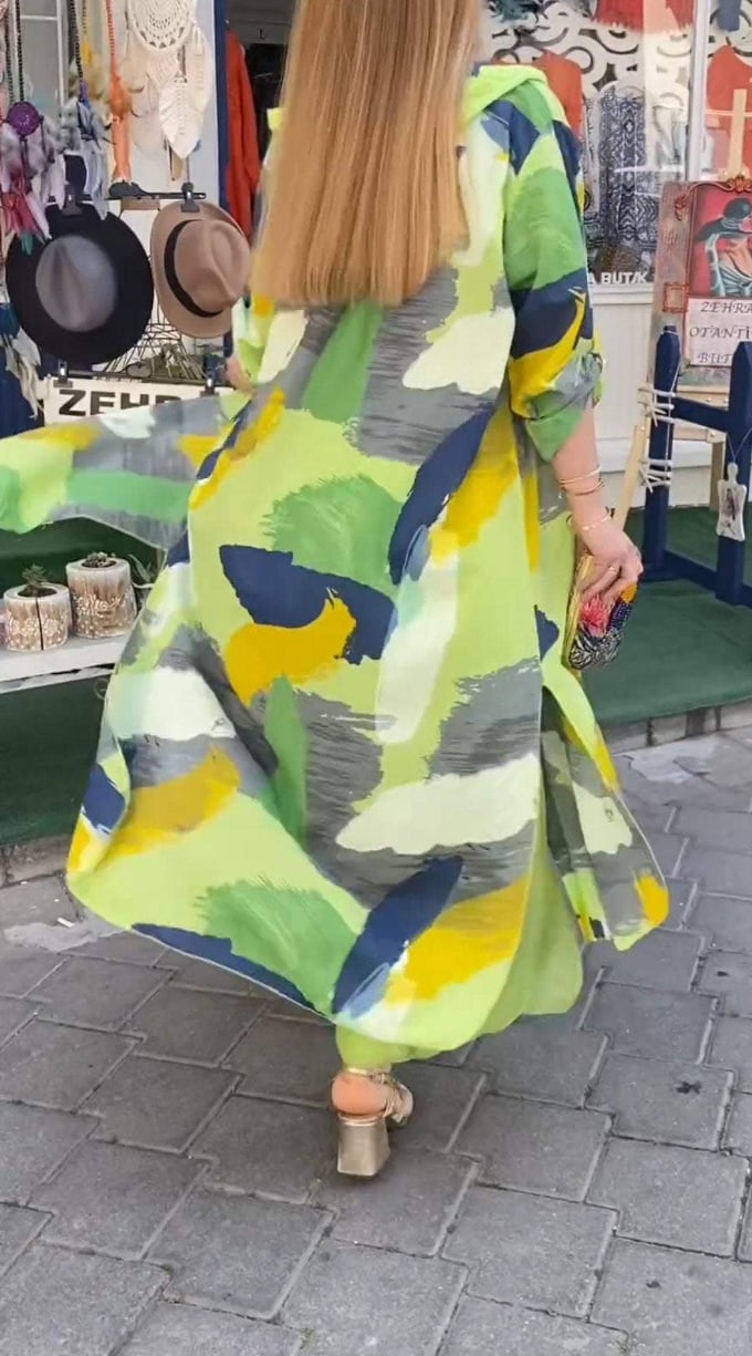 Women's colorful long thin top