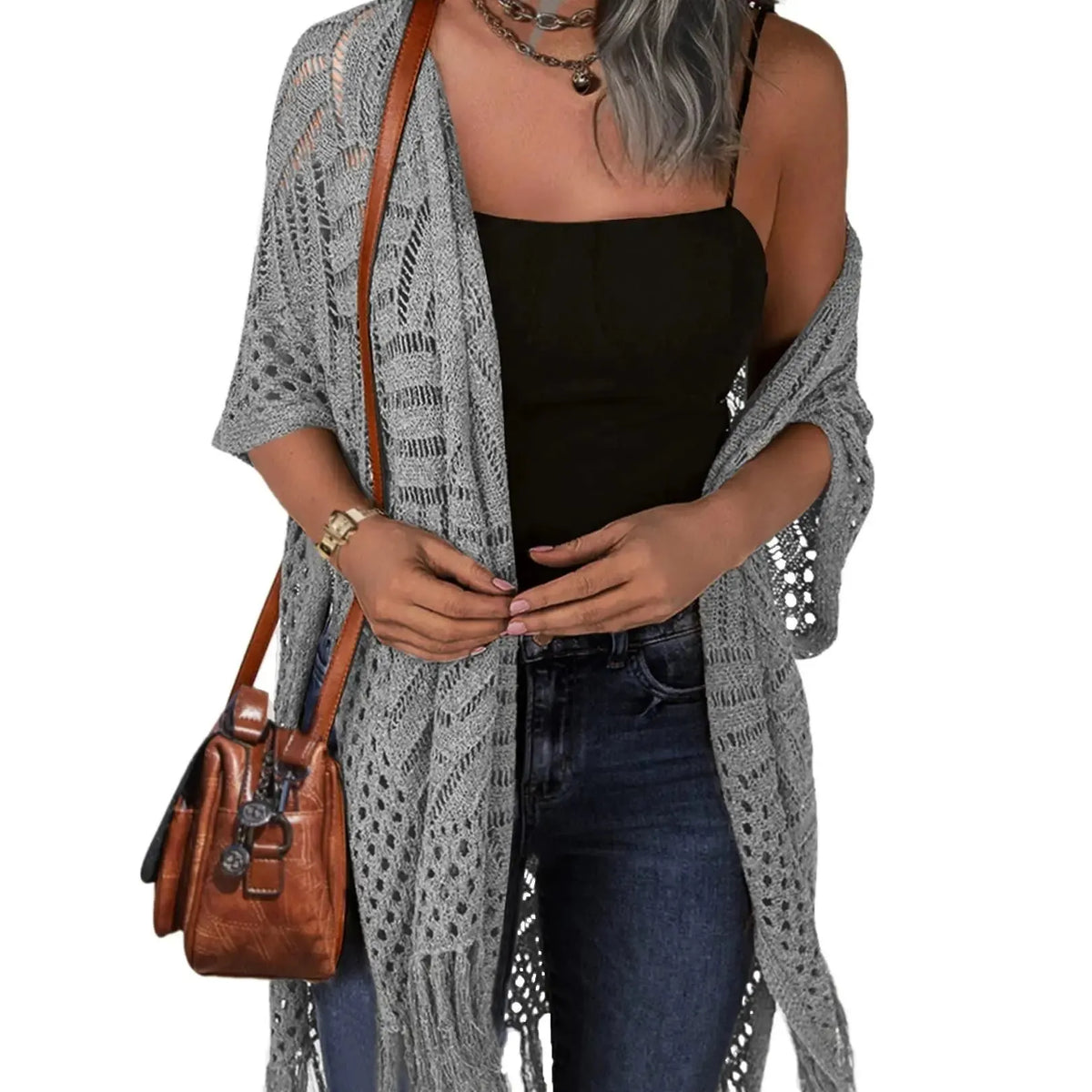 🎉✨ Lightweight Crochet Boho Kimono