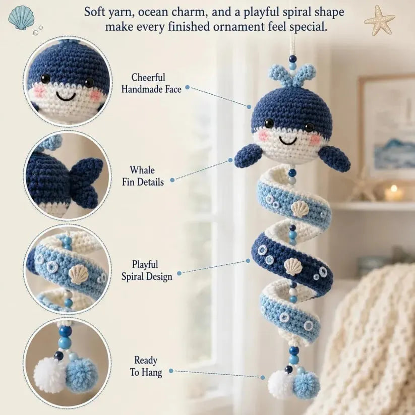 🔥 HOT SALE 🔥⏳ Last Day 49% OFF – 🌊 Beginner-Friendly Ocean Animal Spiral Crochet Hanging Ornament Kit | Complete Kit with All Tools & Step-by-Step Guide Included 💕
