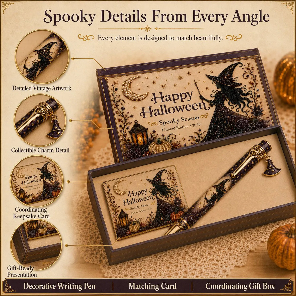 🎃🔮 Halloween Spooky Pen Gift Set | Decorative Pen, Matching Keepsake Card & Coordinating Gift Box in 3 Limited-Edition Styles ✨