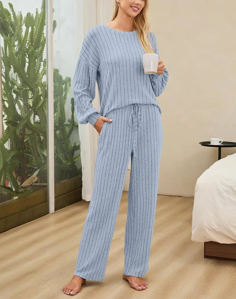 Women's Casual Loungewear Cute Long Sleeve Pajama 2-Piece Set