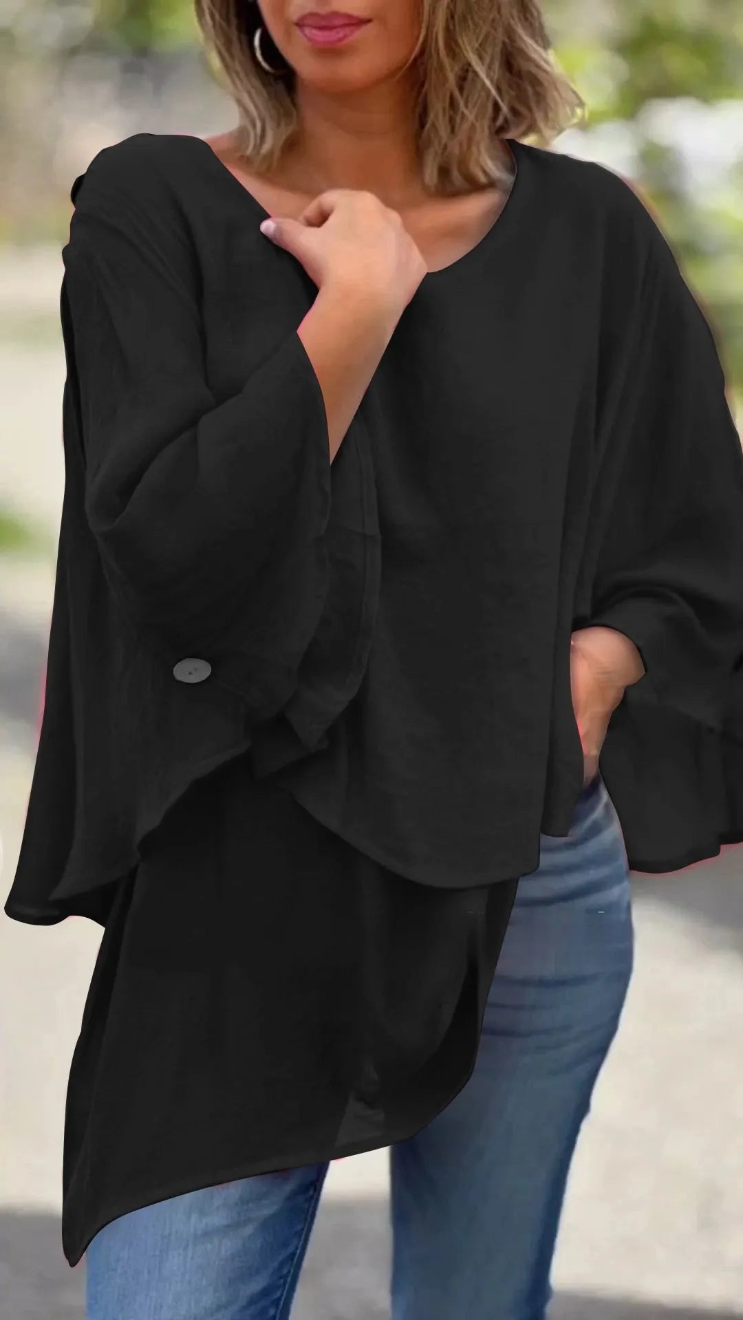Women's Solid Color Flowy Loose Long-sleeve Tops (Buy 2 Free Shipping)