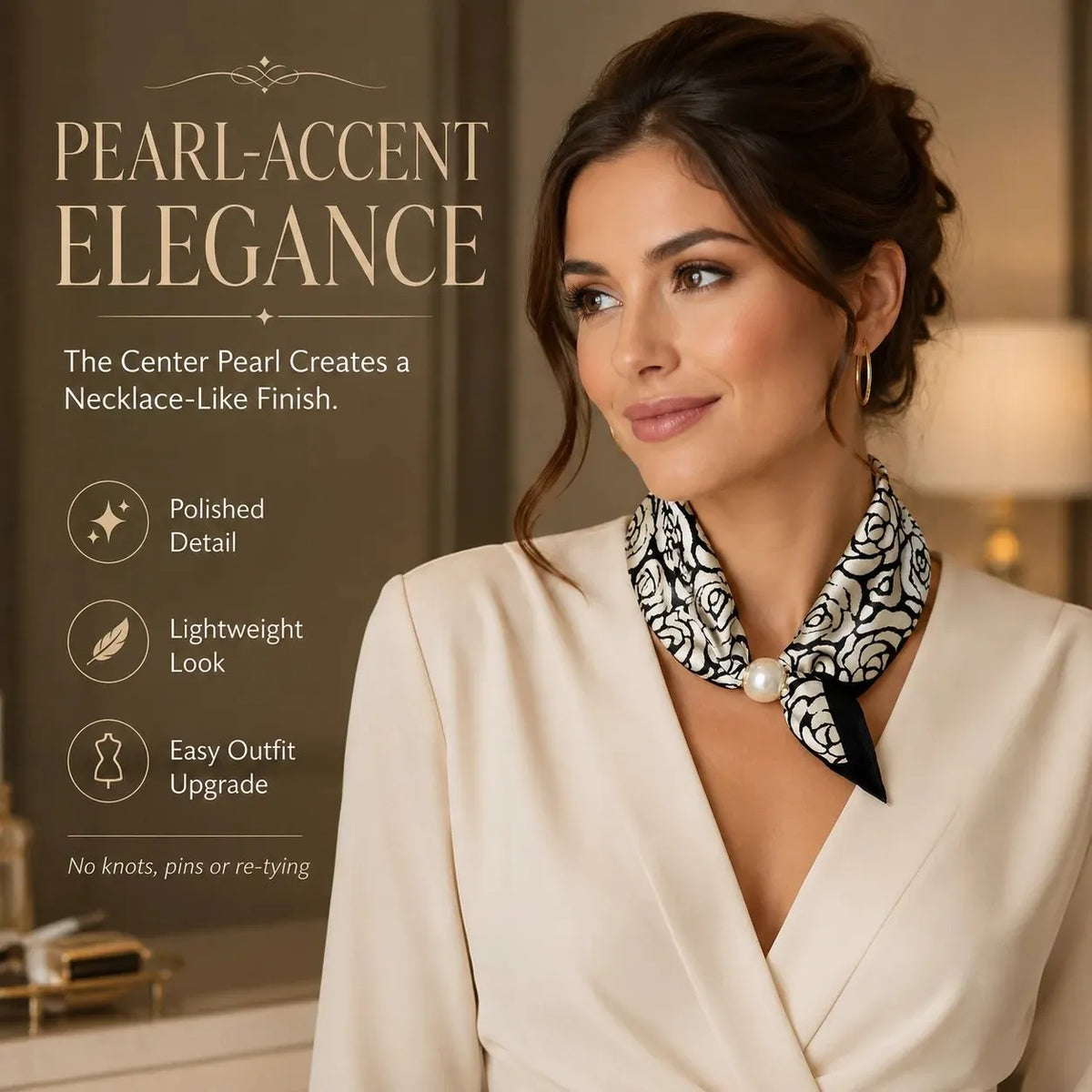 🔥 HOT SALE 🔥🧣 Effortless Glamour: Pop-On Pearl Necklace Scarf ✨
