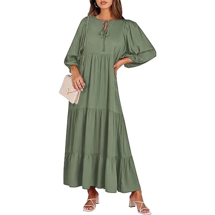 WOMEN'S PUFF SLEEVE FLORAL BOHO MAXI DRESS (BUY 2 FREE SHIPPING)