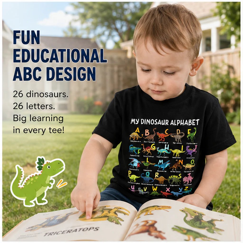 🔥 HOT SALE 🔥Boys Dinosaur Alphabet Tee🦖