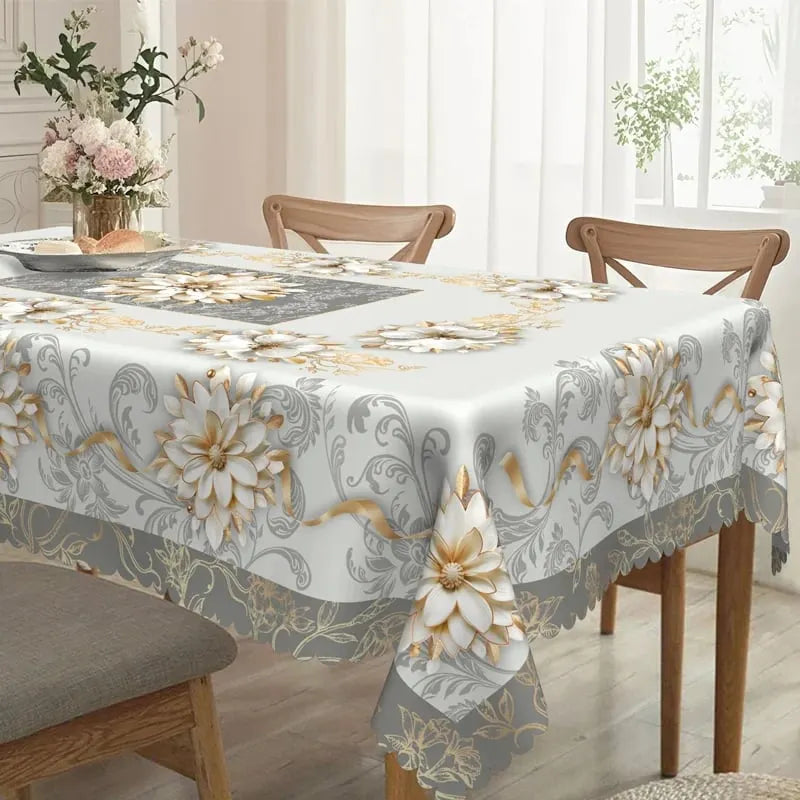 🎉⏰Elegant Waterproof Embossed Floral Tablecloth💮