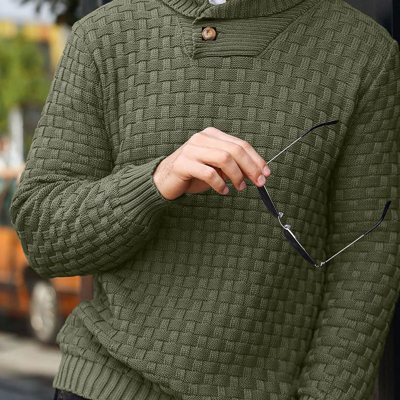 💜Men's sweater with structured stand-up collar