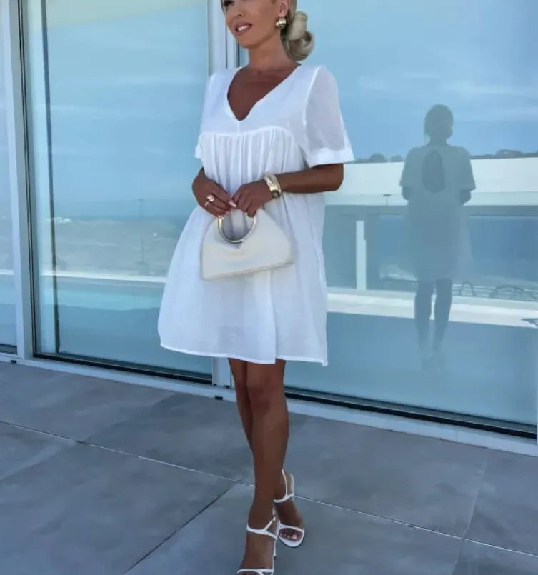 V-Neck Backless Short Sleeve Dress (Buy 2 Free Shipping)