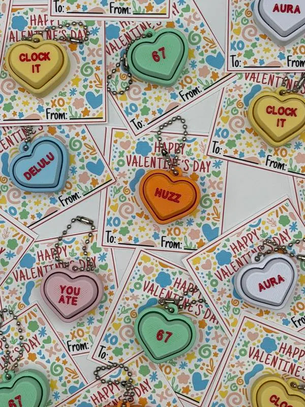 🔥HOT SALE🔥🧠Brain Rot Sayings Set – Valentine's Day Fidget Clicker Keychain Classroom Pack (Set of 20)