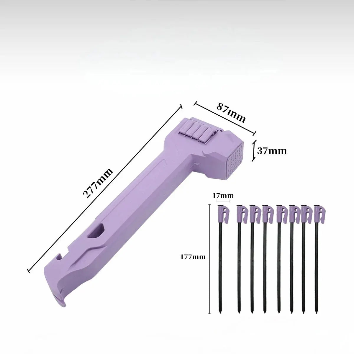 🎉🔨2-in-1 Tent Stake Hammer with 8 Stakes