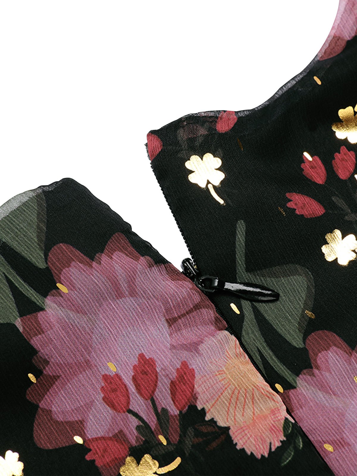 Women's Black Lace Flowers Swing Dress