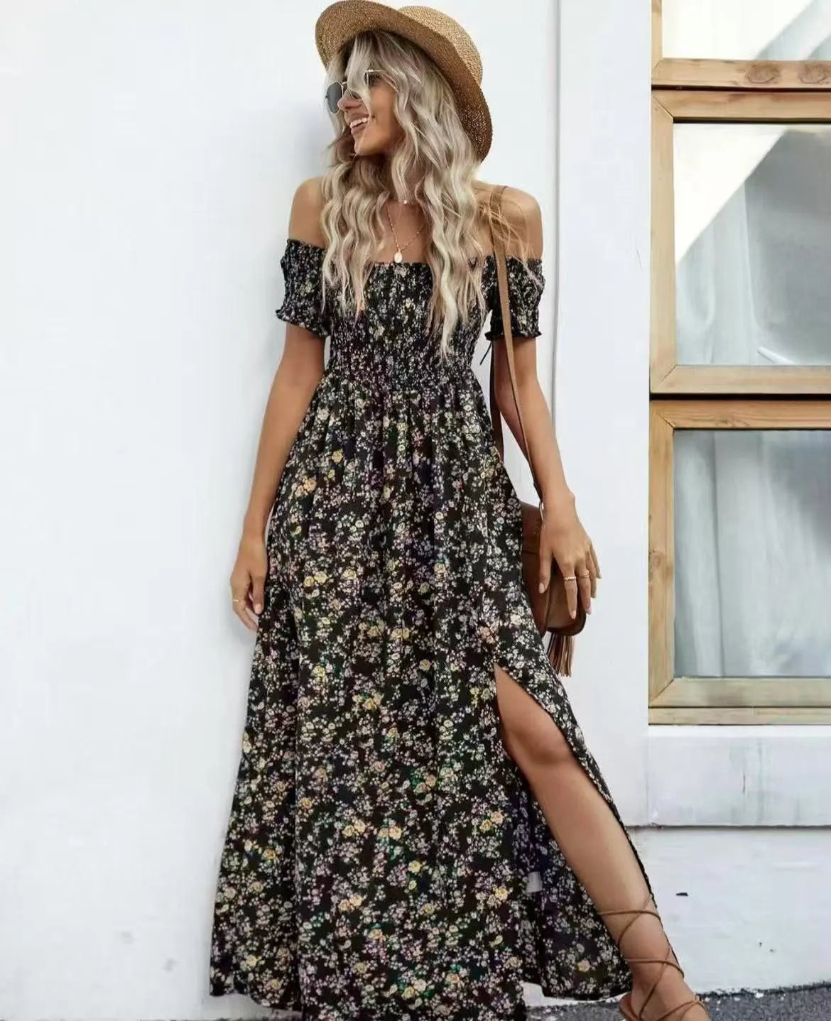 Women's Elegant Floral Off-Shoulder Dress