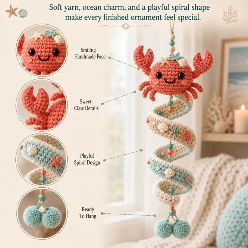 🔥 HOT SALE 🔥⏳ Last Day 49% OFF – 🌊 Beginner-Friendly Ocean Animal Spiral Crochet Hanging Ornament Kit | Complete Kit with All Tools & Step-by-Step Guide Included 💕
