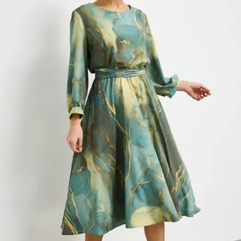 🌷Limited Time Offer 49% OFF🌷Women's Long Sleeve Fashion Printed Waist Dresses
