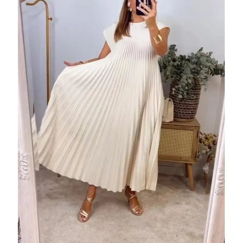 🔥Seasonal promotions 49%OFF - Women Pleated Simple Solid Color Dress