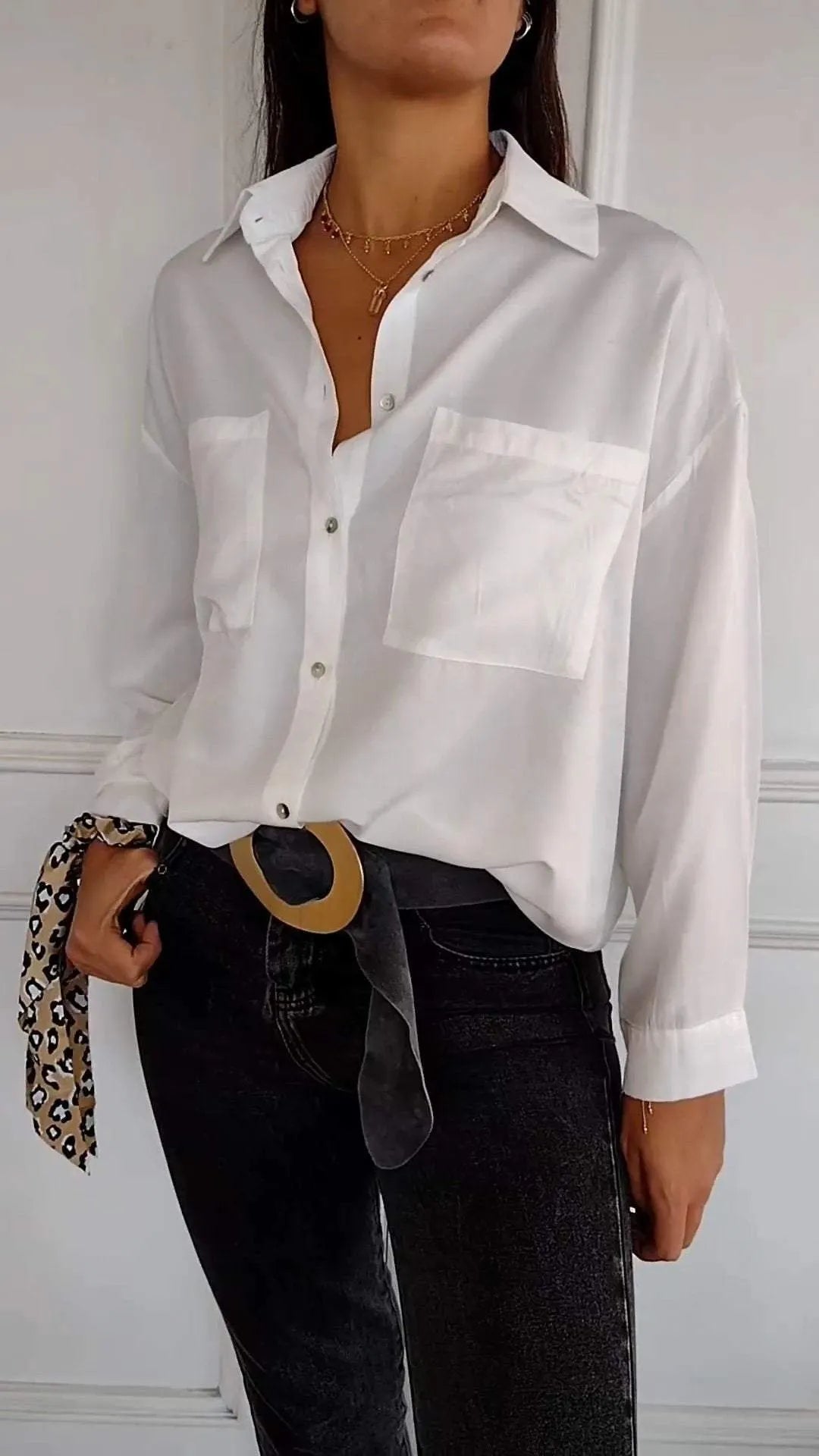 Lapel Long Sleeve Casual Shirt with Front Pockets (Buy 2 Free Shipping)