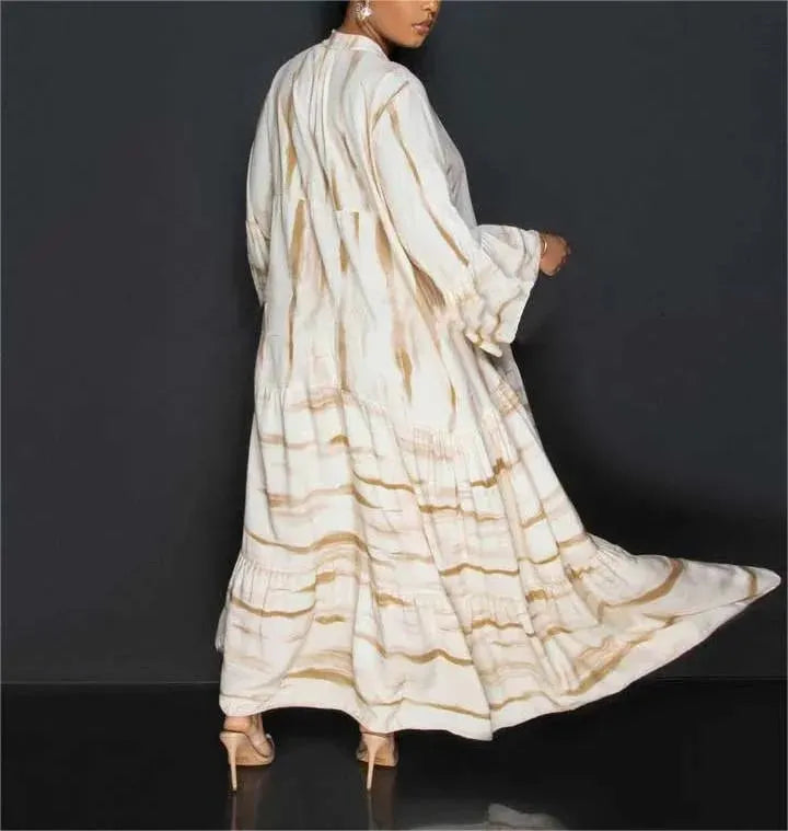 Printed ruffle hem maxi dress 🔥 (Buy 2 Free Shipping)