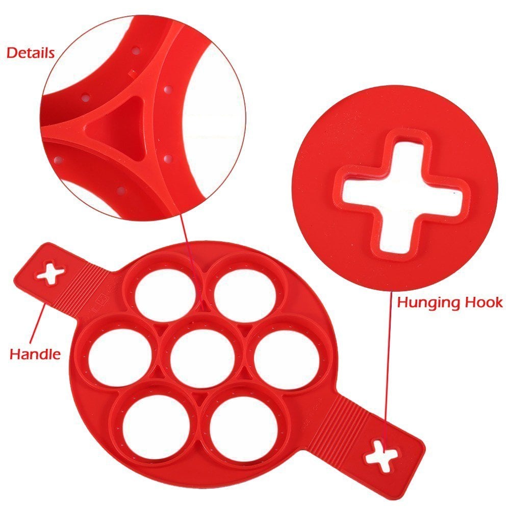 Pancake Molds for Fried Eggs, Reusable Silicone Non-Stick Egg Pancake Maker