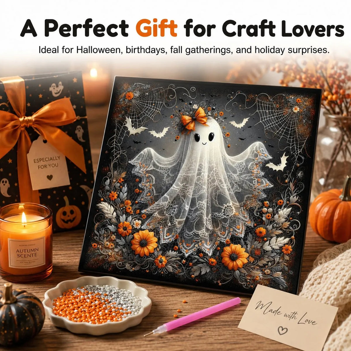 🎉 🔥HOT SALE🔥👻 Cute Halloween Ghost DIY Diamond Painting Kit