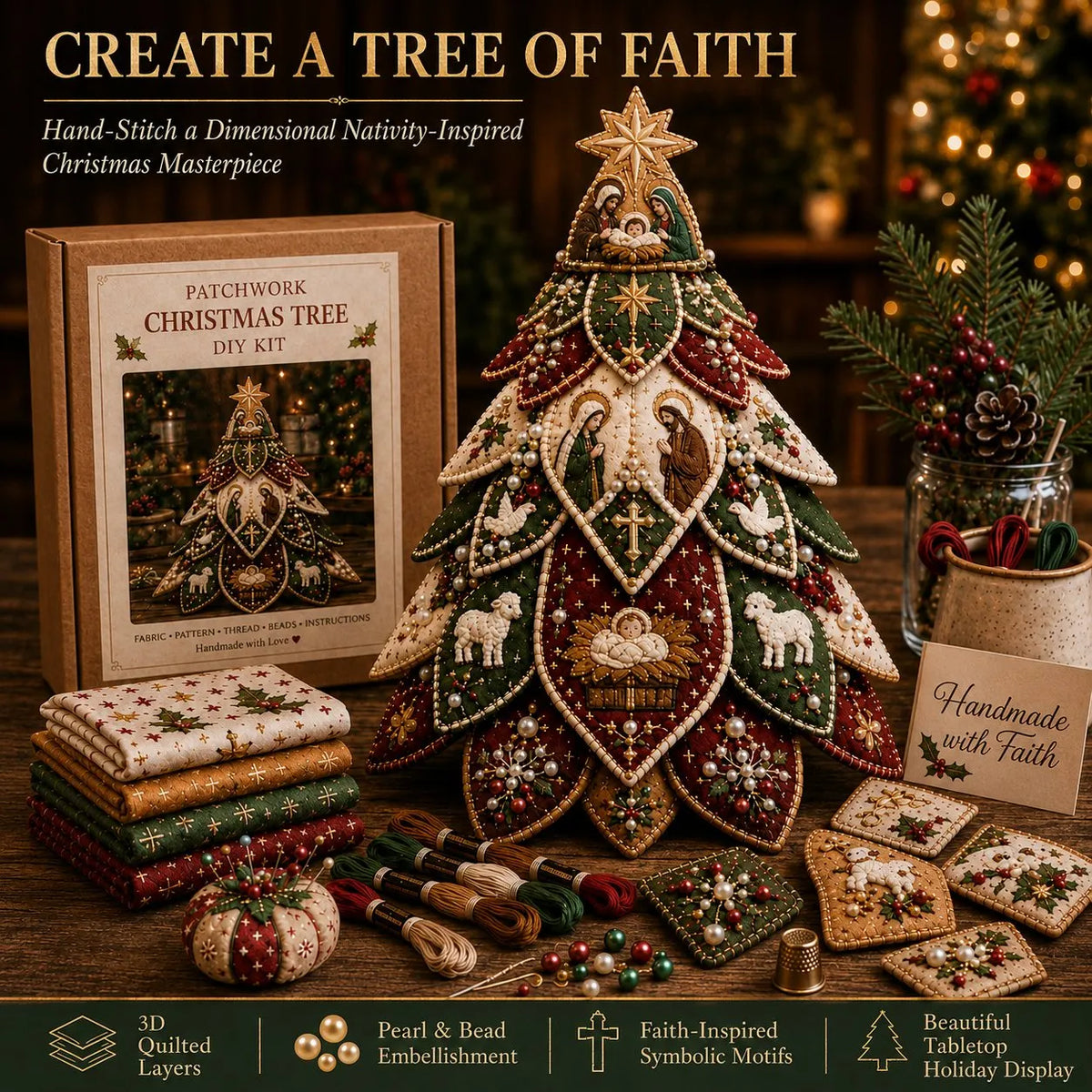 🔥LAST DAY 49% OFF - ✝️Religious-Themed Beaded & Quilted Christmas Tree DIY Kit(📦Buy 2 Free Shipping)