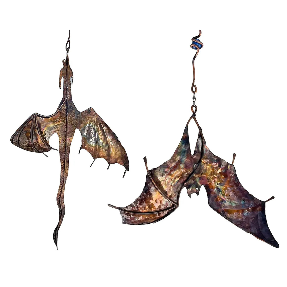 Metal Wind Spinner Hanging Ornament – Dragon & Bat Garden Wind Catcher 🦇🐉