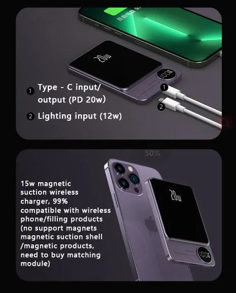 (🔥 Early Mother's Day Sale - BUY 1 FREE SHIPPING)- Powerbank Magnetic-(Buy 10000mAh save more)