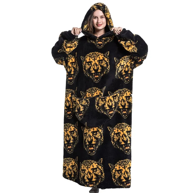 Cute Cartoon Print Hoodie Blanket