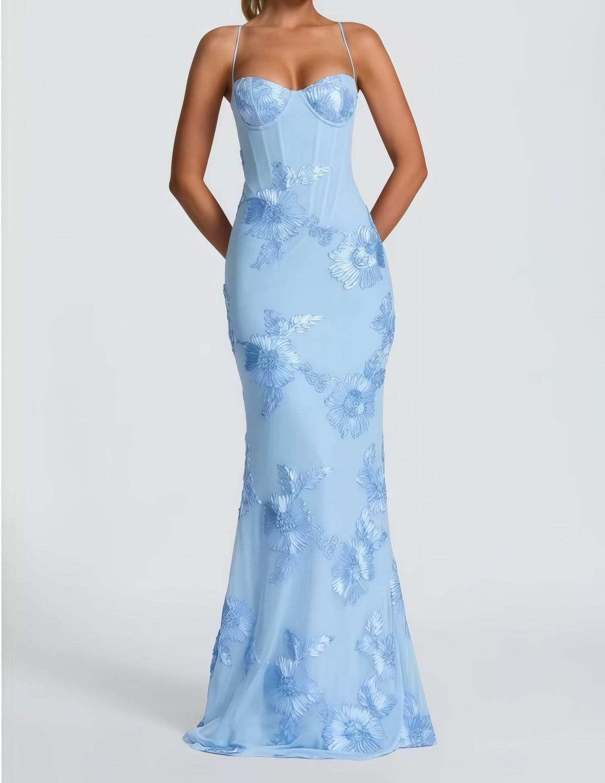 Embroidered Evening Gown