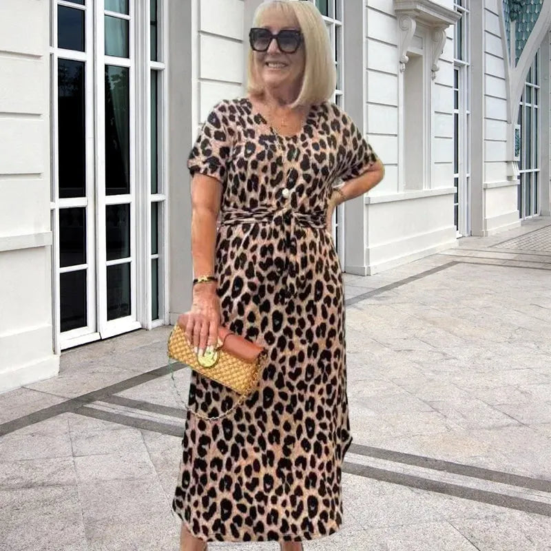 Bella Bamboo Tee Dress - Luxe Leopard