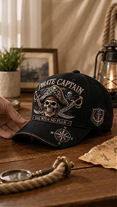 🏴‍☠️ Pirate Legend Embroidered Baseball Cap | Vintage Nautical Skull Adjustable Hat for Halloween, Travel & Everyday Wear