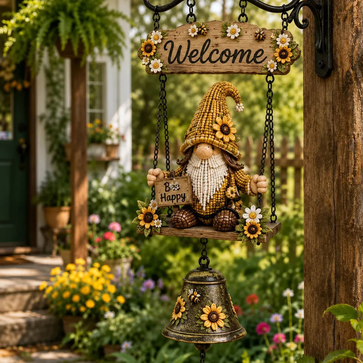 🔥Limited time 49% OFF – Rustic Garden Gnome Bell Outdoor Decor 🐞🌼